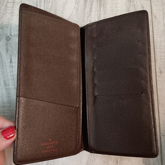 Louis Vuitton Damier Ebene Brazza Wallet Checkbook Holder Designer Leather - Picture 5 of 12